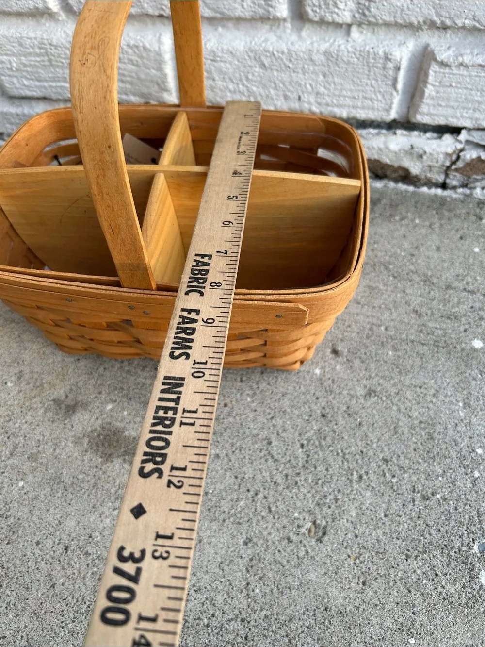 Vintage 1997 Longaberger Utensil Basket With Divider  Hand Woven USA 11x11x8